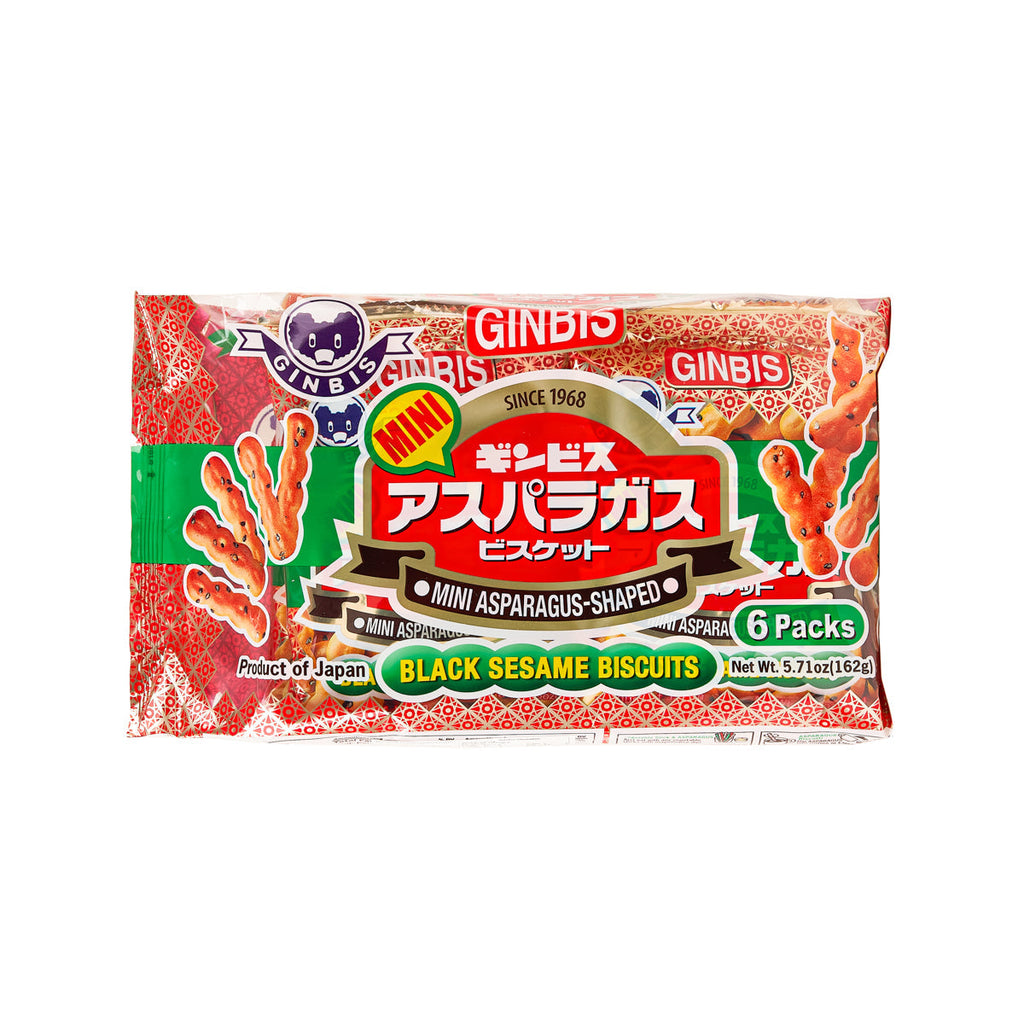GINBIS Mini Asparagus Shaped Black Sesame Biscuit  (6 x 27g)