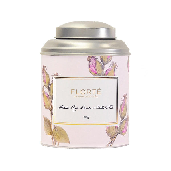 FLORTE 罐裝粉紅玫瑰花+白茶  (70g)